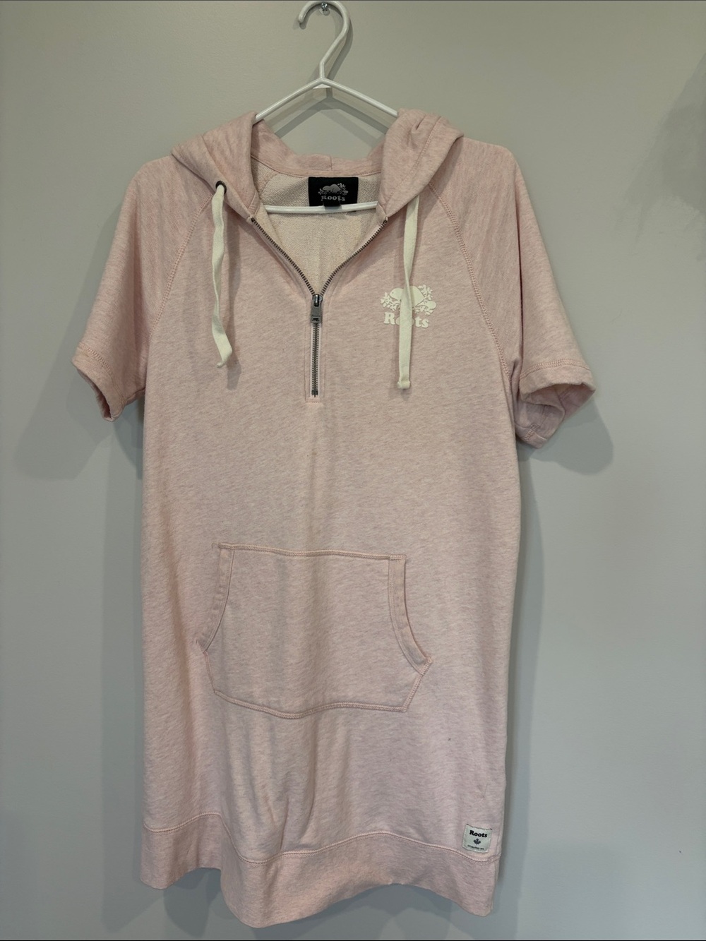 Roots women’s Light Pink Short-Sleeve Hoodie Dress